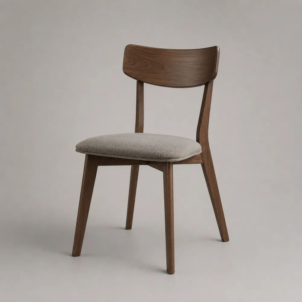 Esszimmerstuhl 55 x 60 x 82 cm Braun/Grau mit gepolsterter Sitzfläche Stoffbezug und Holzrahmen