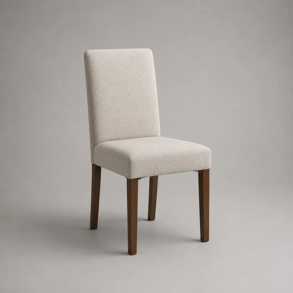 Esszimmerstuhl 55 x 60 x 85 cm Stoff Beige mit Holzbeinen und gepolsterter Rückenlehne