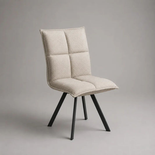 Esszimmerstuhl 55 x 60 x 85 cm Beige/Schwarz Polsterstuhl mit Metallbeinen
