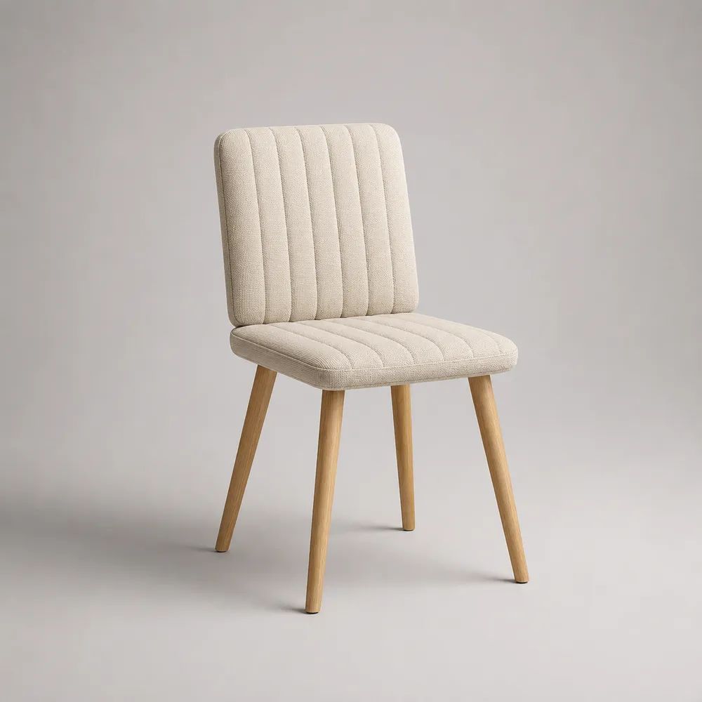 Esszimmerstuhl 55 x 60 x 82 cm Beige/Natur mit gepolsterter Sitzfläche Stoffbezug und Holzbeinen