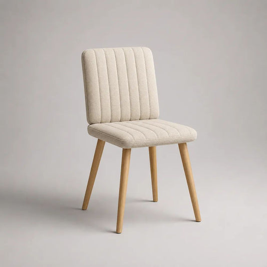 Esszimmerstuhl 55 x 60 x 82 cm Beige/Natur mit gepolsterter Sitzfläche Stoffbezug und Holzbeinen