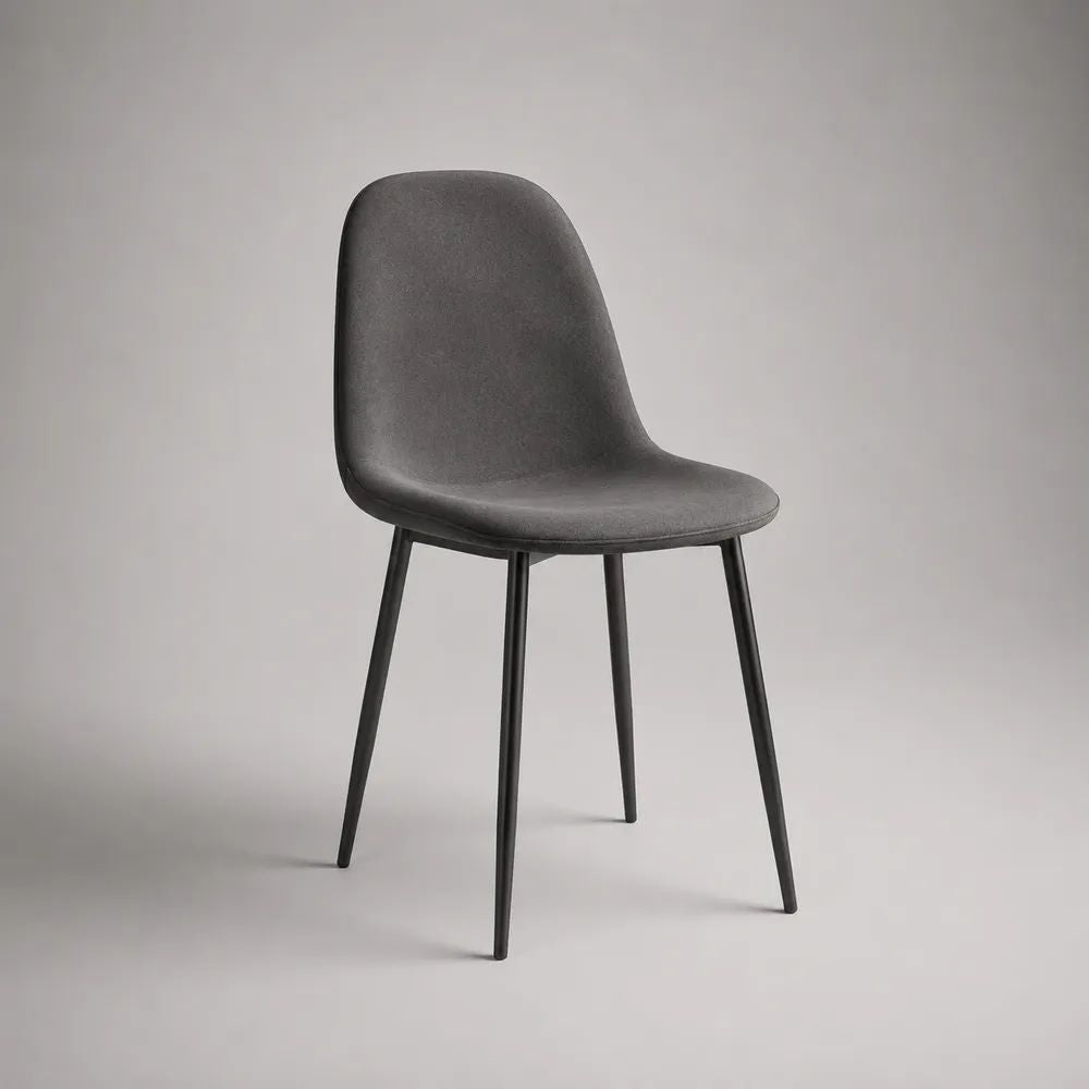 Esszimmerstuhl 50 x 55 x 85 cm Stoff Grau mit gepolsterter Sitzschale und Metallbeinen