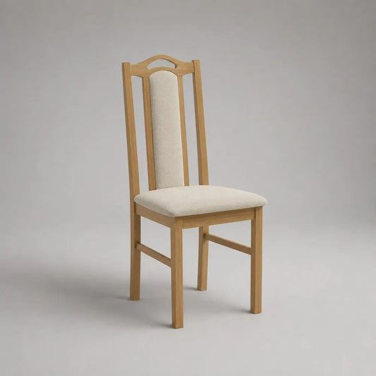 Esszimmerstuhl 48 x 58 x 100 cm Naturholz/Beige mit gepolsterter Rückenlehne und Holzrahmen