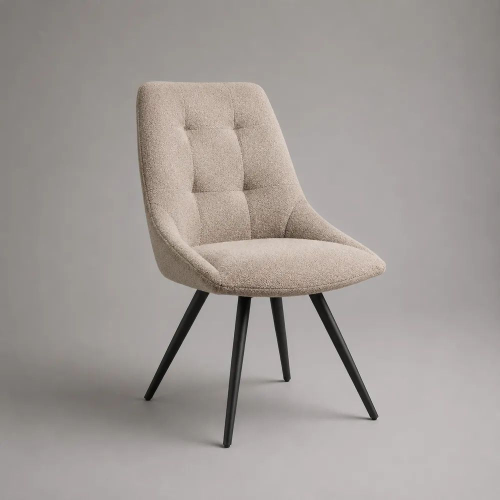 Esszimmerstuhl 54 x 60 x 82 cm Beige/Schwarz mit gepolsterter Sitzschale und Metallbeinen