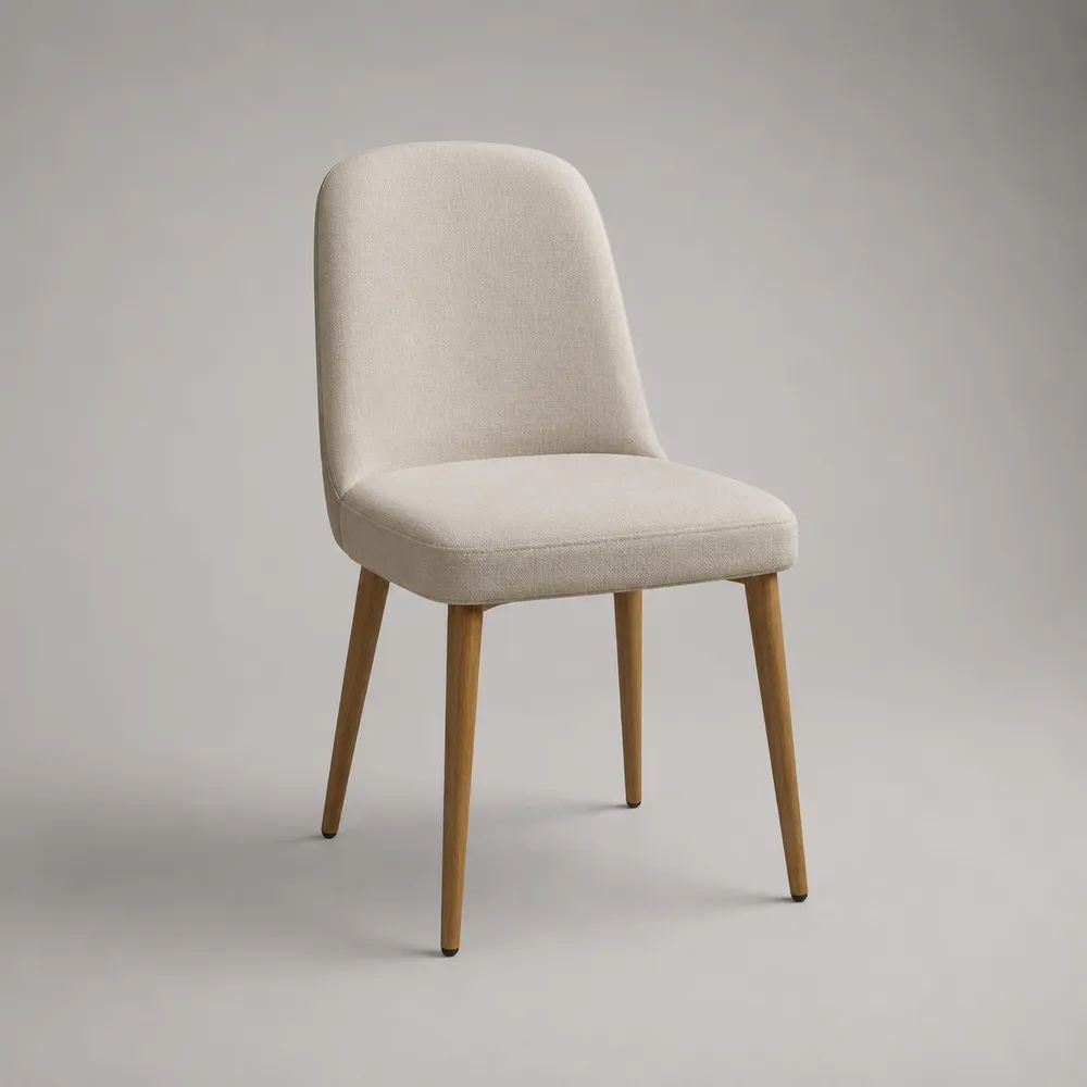 Esszimmerstuhl 55 x 60 x 85 cm Beige Stoff mit gepolsterter Rückenlehne und Holzbeinen