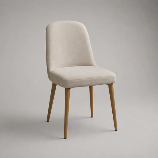 Esszimmerstuhl 55 x 60 x 85 cm Beige Stoff mit gepolsterter Rückenlehne und Holzbeinen