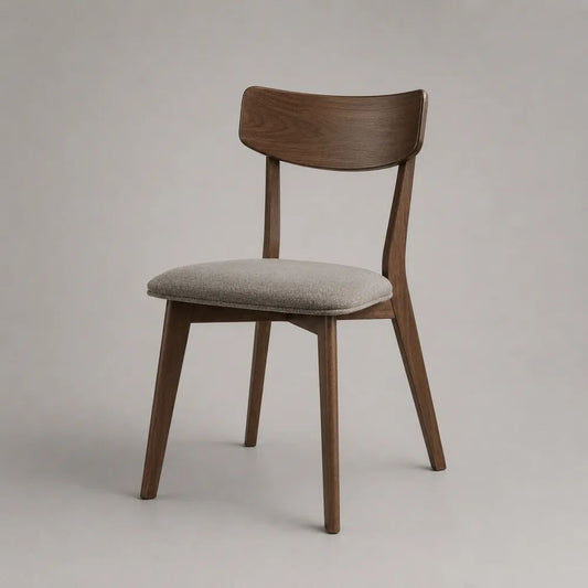Esszimmerstuhl 55 x 60 x 82 cm Braun/Grau mit gepolsterter Sitzfläche Stoffbezug und Holzrahmen