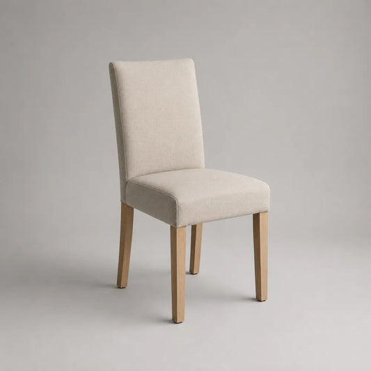 Esszimmerstuhl 55 x 60 x 85 cm Beige mit gepolsterter Sitzfläche Stoffbezug und Holzbeinen