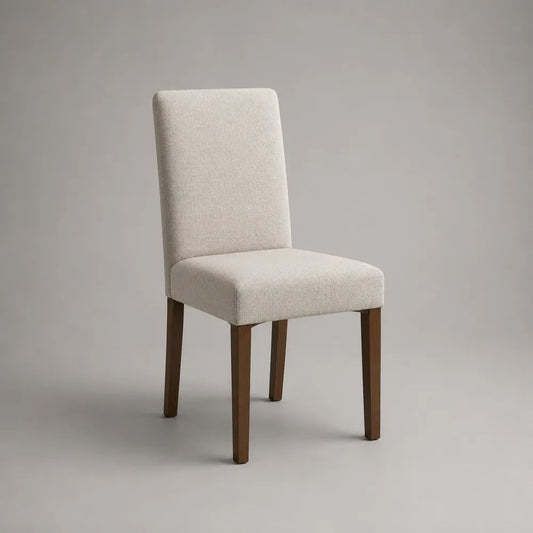 Esszimmerstuhl 55 x 60 x 85 cm Stoff Beige mit Holzbeinen und gepolsterter Rückenlehne