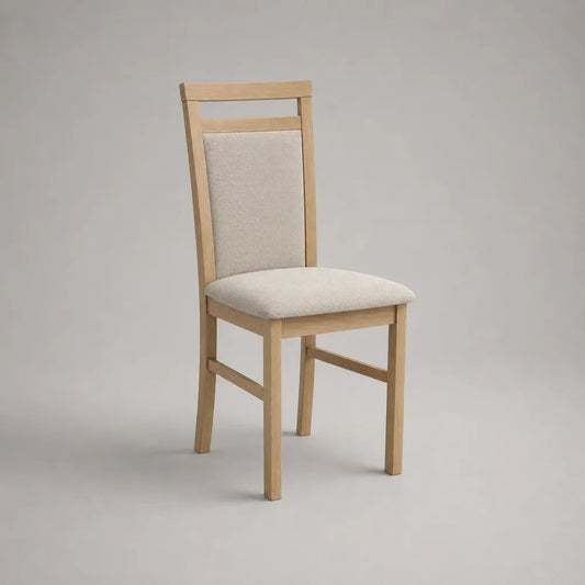 Esszimmerstuhl 50 x 55 x 90 cm Natur/Beige mit gepolsterter Sitzfläche Stoffbezug und Holzrahmen