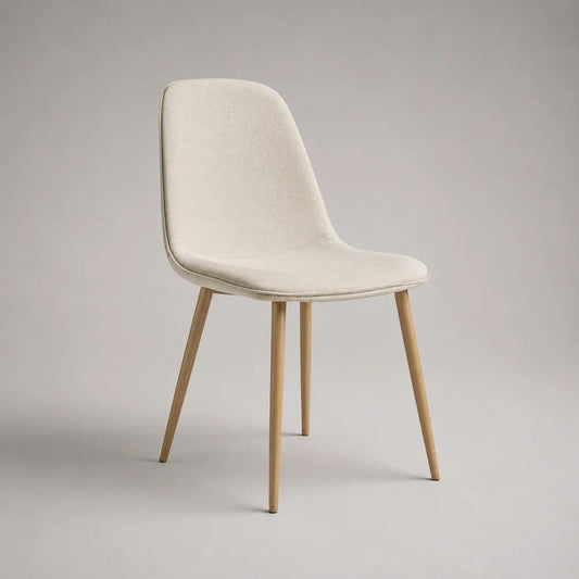 Esszimmerstuhl 55 x 58 x 82 cm Beige/Natur mit gepolsterter Sitzschale Stoffbezug und Holzbeinen