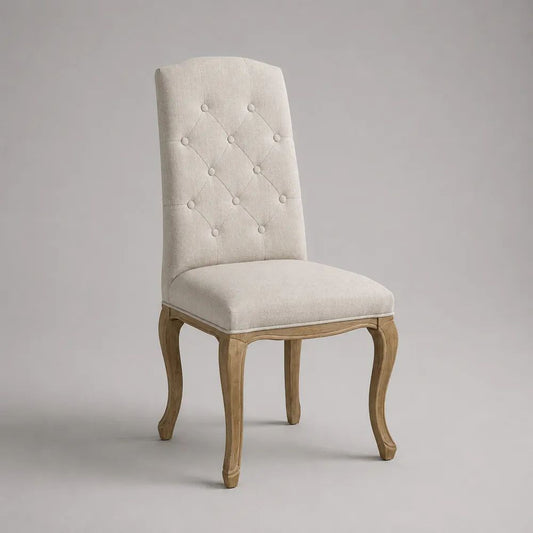 Esszimmerstuhl 55 x 60 x 100 cm Beige Stoff mit gepolsterter Rückenlehne und Holzbeinen