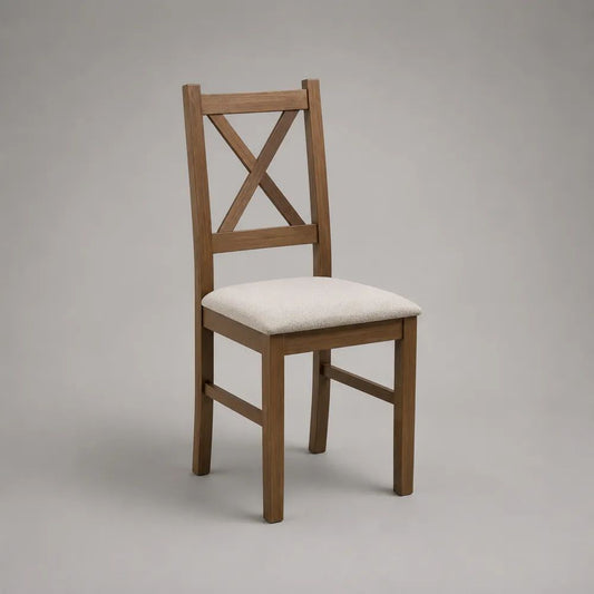 Esszimmerstuhl 50 x 55 x 90 cm Braun/Beige mit gepolsterter Sitzfläche Stoffbezug und Holzrahmen