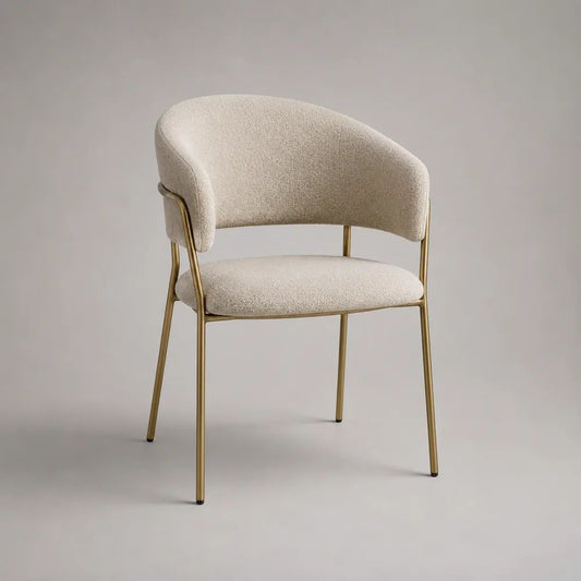 Esszimmerstuhl 58 x 55 x 78 cm Beige/Gold mit gepolsterter Rückenlehne und Metallgestell