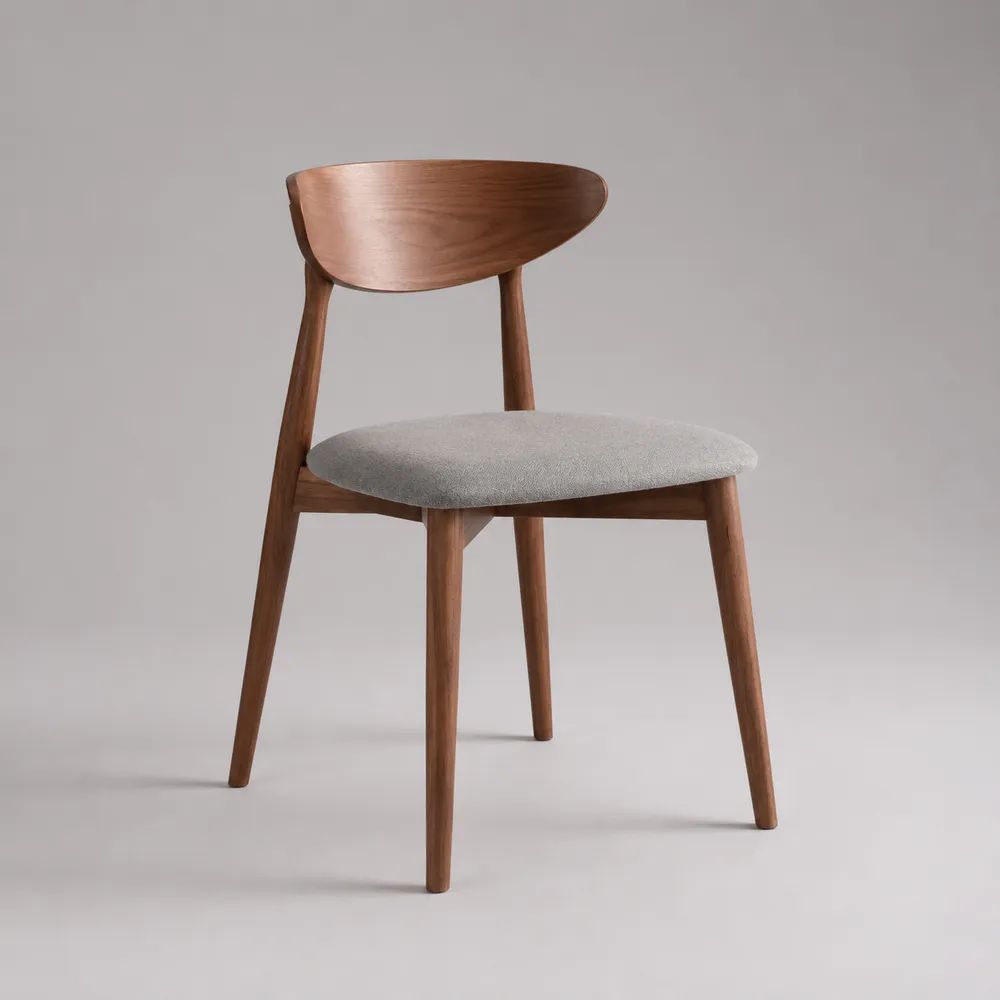Esszimmerstuhl 55 x 58 x 82 cm Grau Stoff mit gepolsterter Sitzfläche und Holzgestell